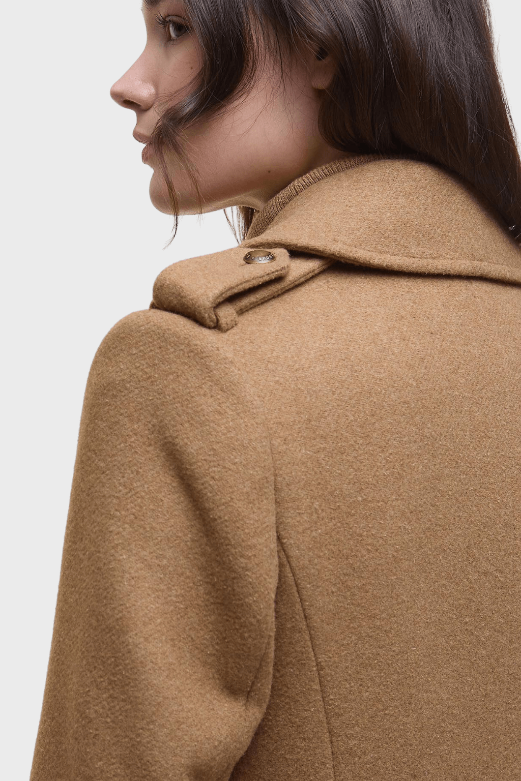 Classic Brown Wool Long Double Breasted Coat