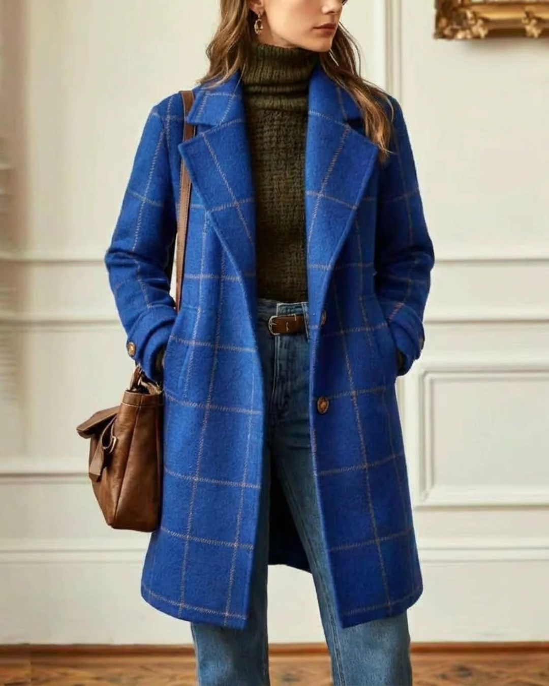 Checked Wool Coat in Scandinavian Style