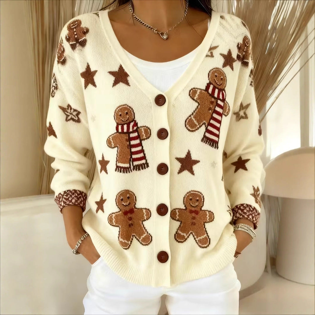 Isabella | Gingerbread Cardigan with Festive Motifs