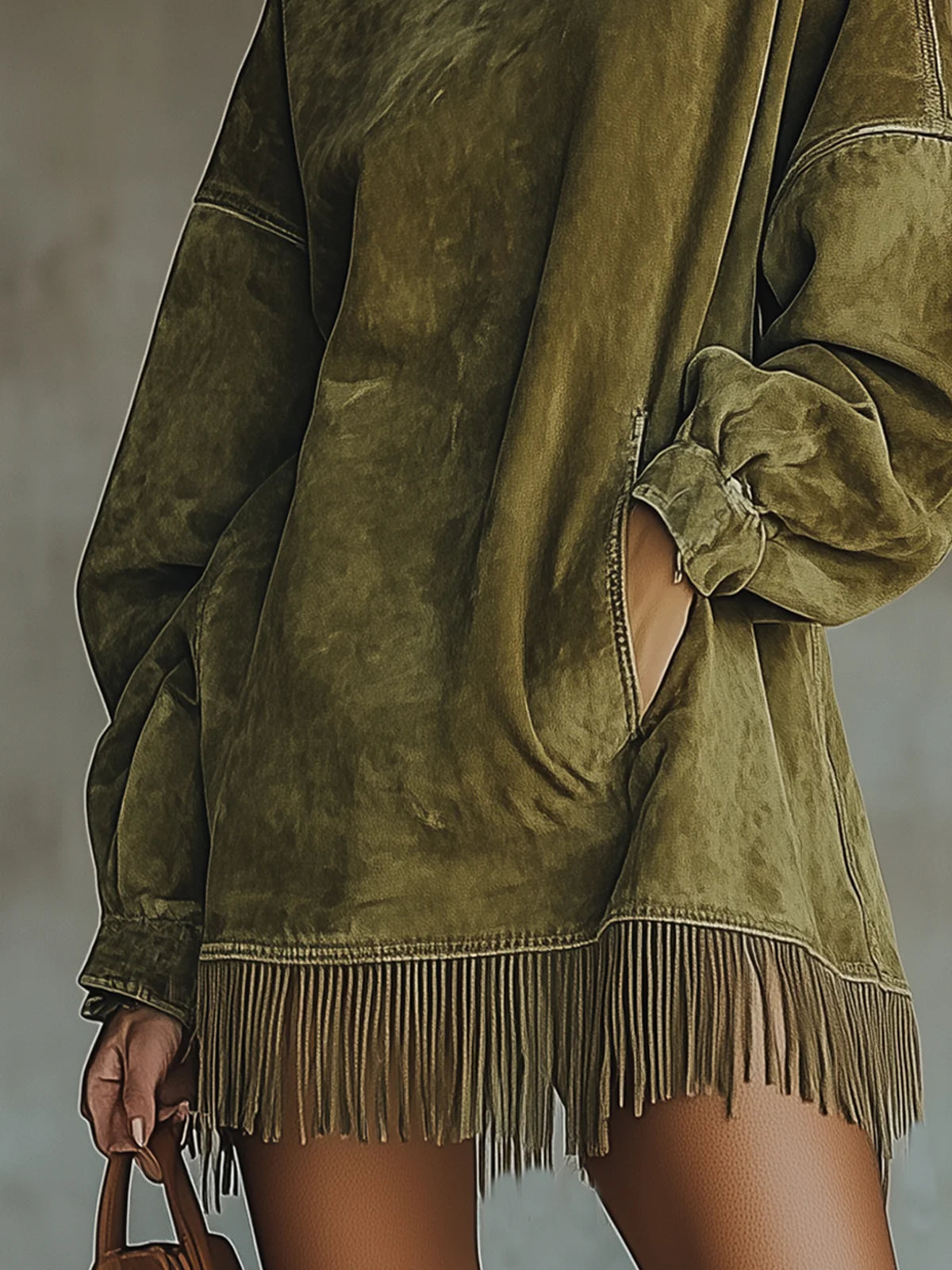Luna | Cozy Suede Fringe Dress