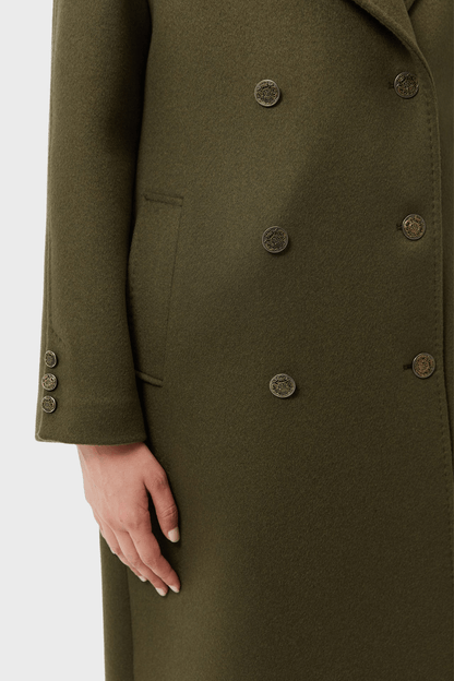 Black Wool Elegant Double Breasted Long Coat