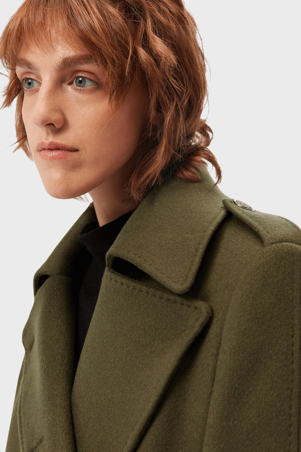 Black Wool Elegant Double Breasted Long Coat