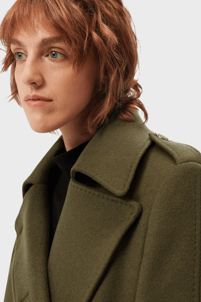 Black Wool Elegant Double Breasted Long Coat