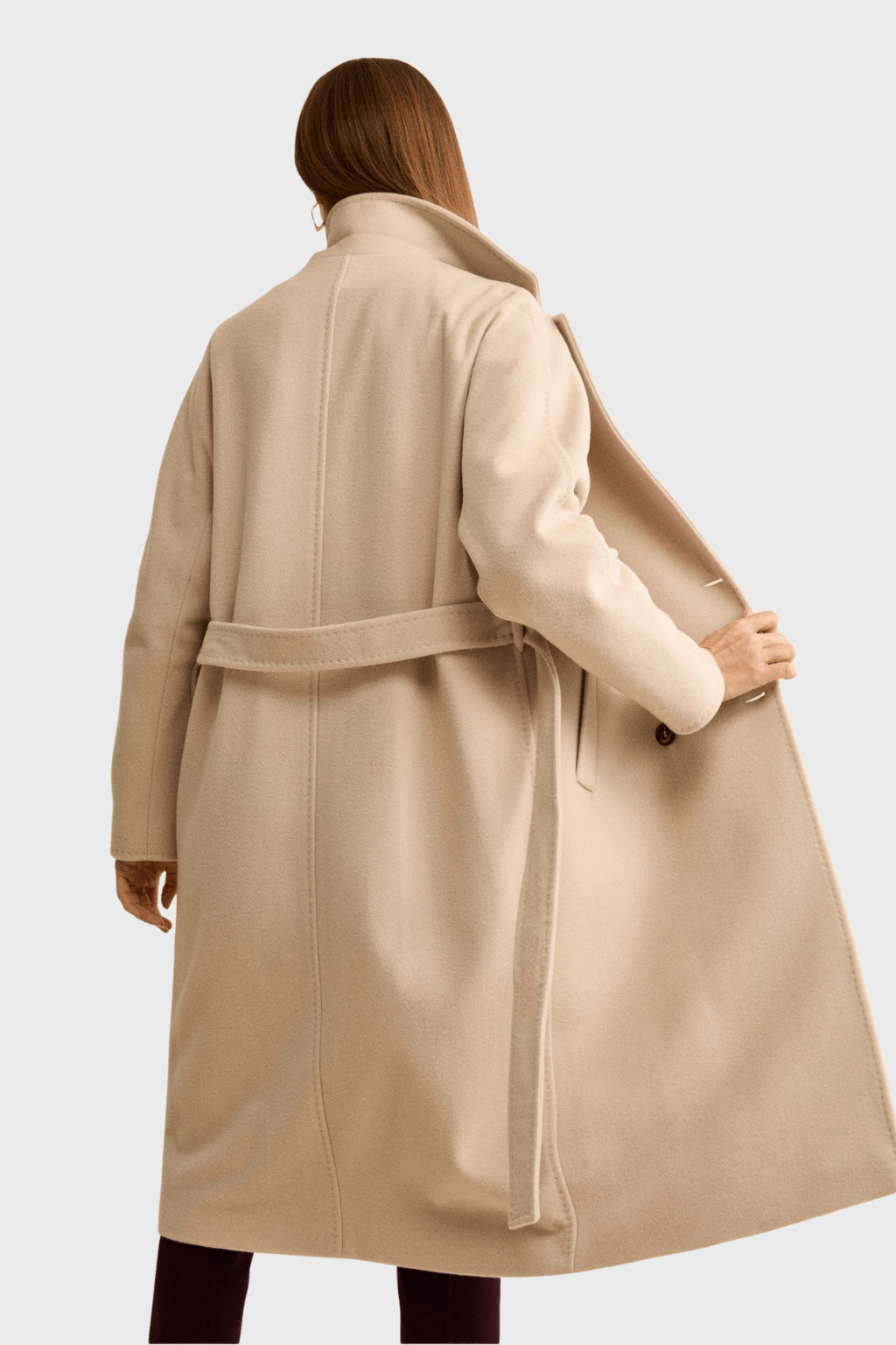 Double Breasted Beige Wool Coat
