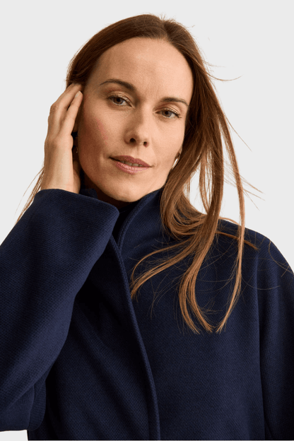 Long Lined Belted Blue Wool Coat