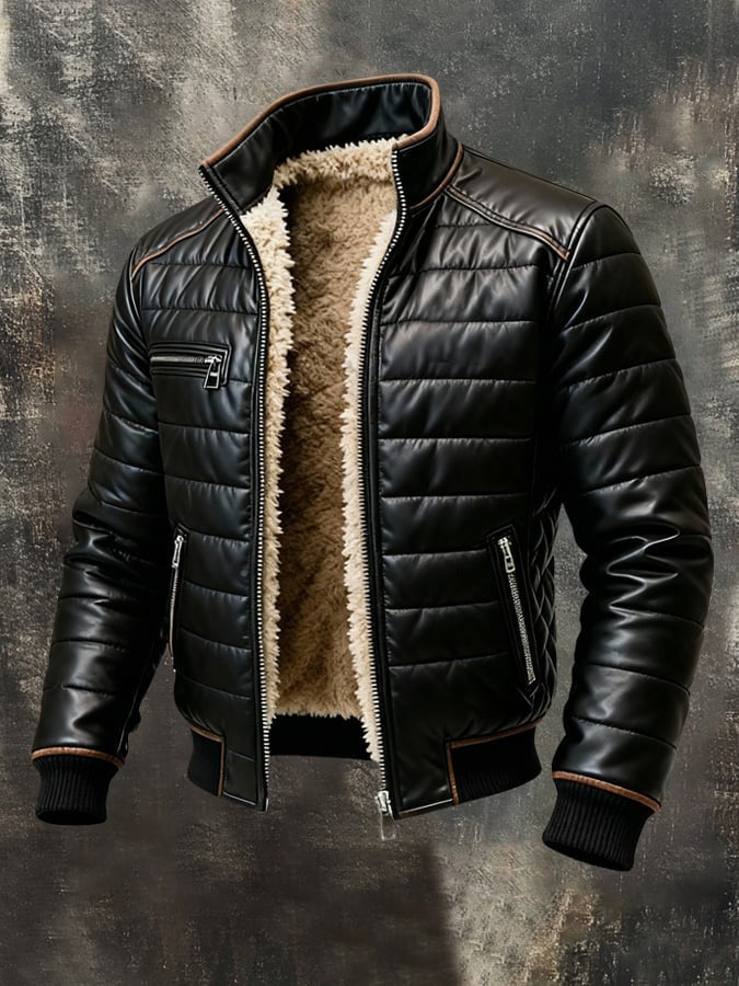 Frederick | Black Quilted Jacket with Sherpa Lining