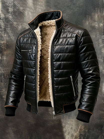 Frederick | Black Quilted Jacket with Sherpa Lining