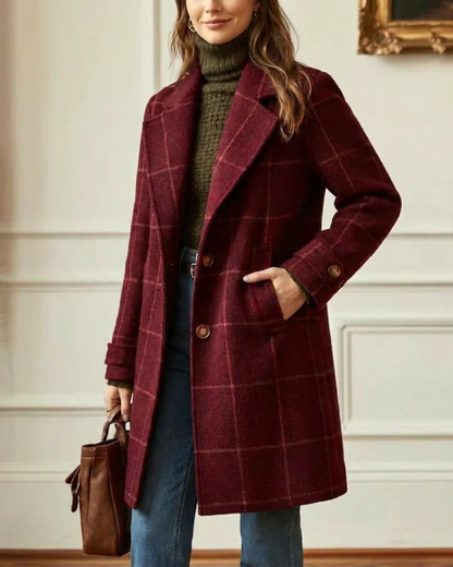 Checked Wool Coat in Scandinavian Style