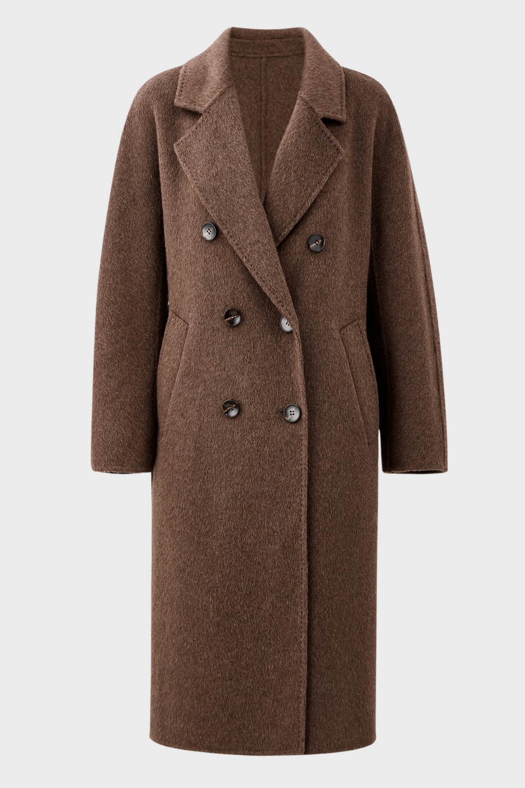 Double-Breasted Dark Brown Wool Coat