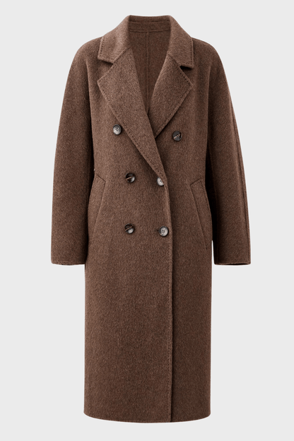 Double-Breasted Dark Brown Wool Coat