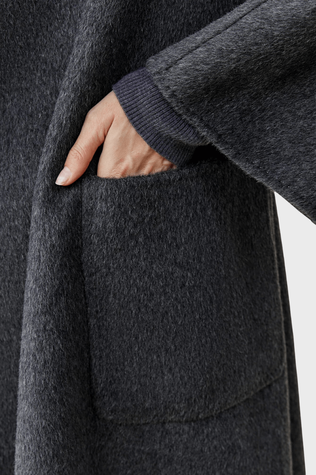 Belted Double-Breasted Grey Wool Coat