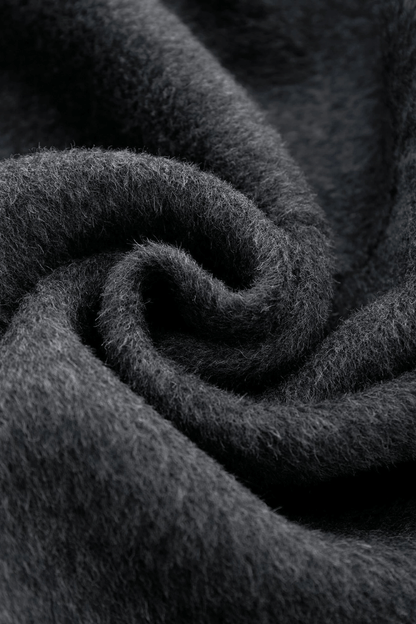 Belted Double-Breasted Grey Wool Coat