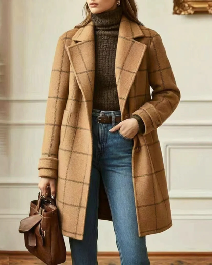 Checked Wool Coat in Scandinavian Style