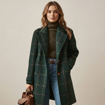 Checked Wool Coat in Scandinavian Style