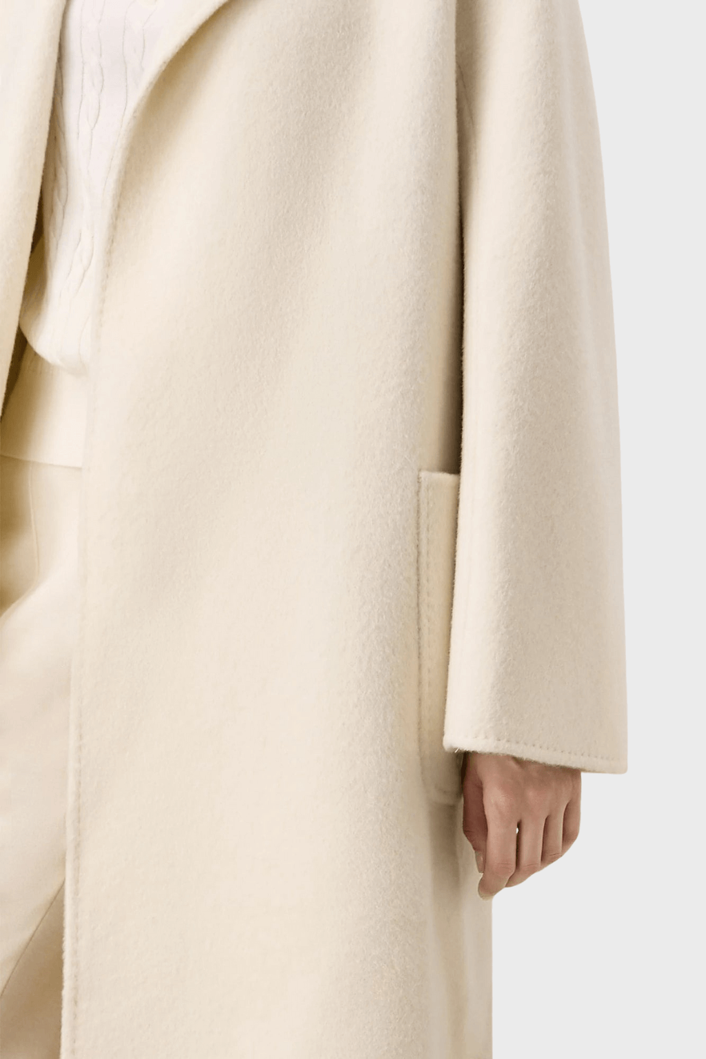 Double-Breasted White Wool Coat