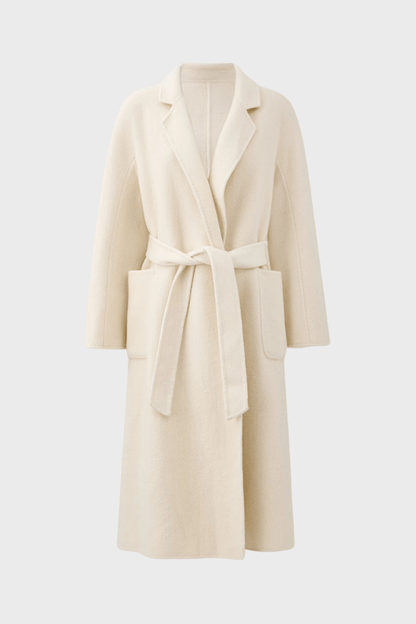 Double-Breasted White Wool Coat