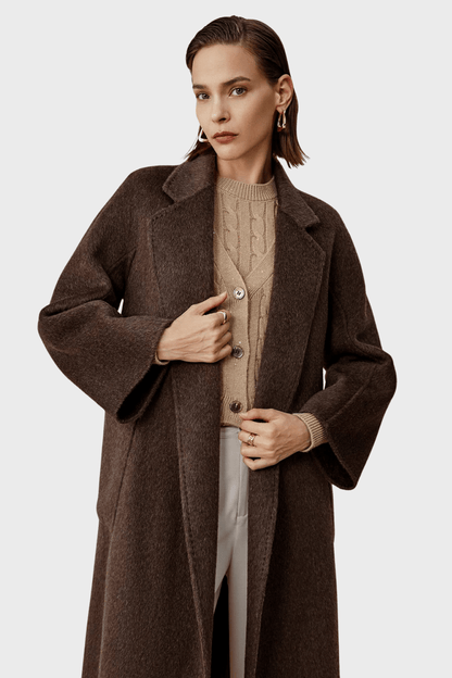 Double Breasted Dark Brown Wool Coat