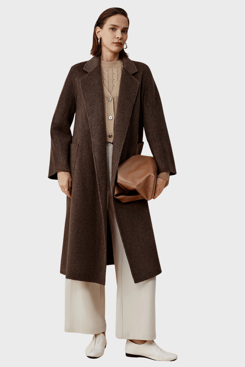 Double Breasted Dark Brown Wool Coat
