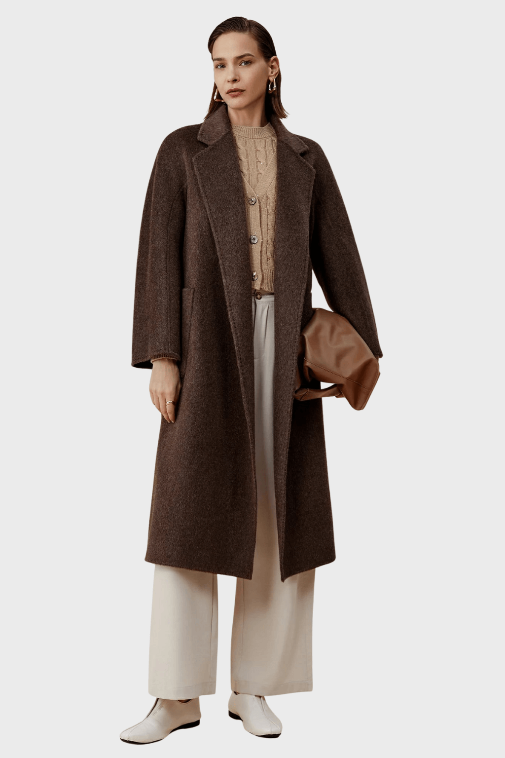 Double Breasted Dark Brown Wool Coat