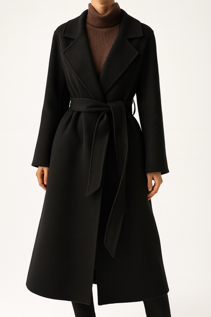 Classic Long Belted Wool Coat