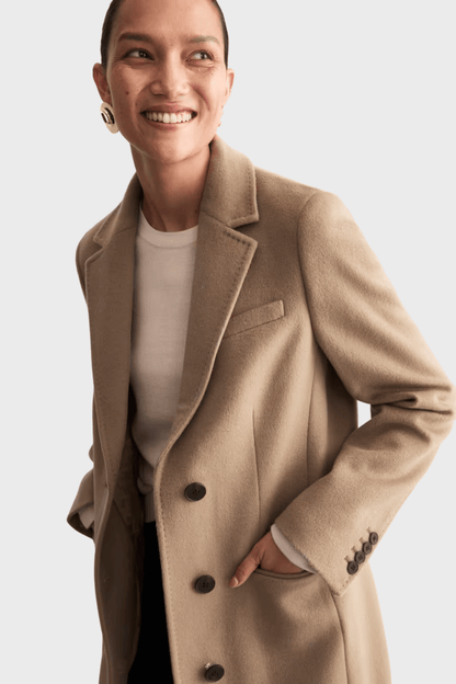 Pure Wool Single Breasted Camel Brown Coat