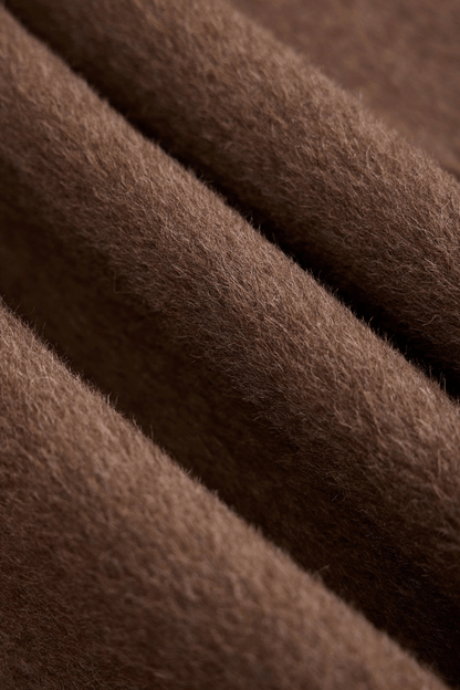 Double-Breasted Dark Brown Wool Coat