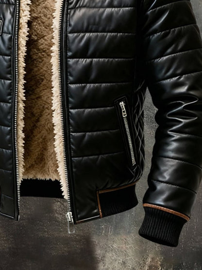 Frederick | Black Quilted Jacket with Sherpa Lining