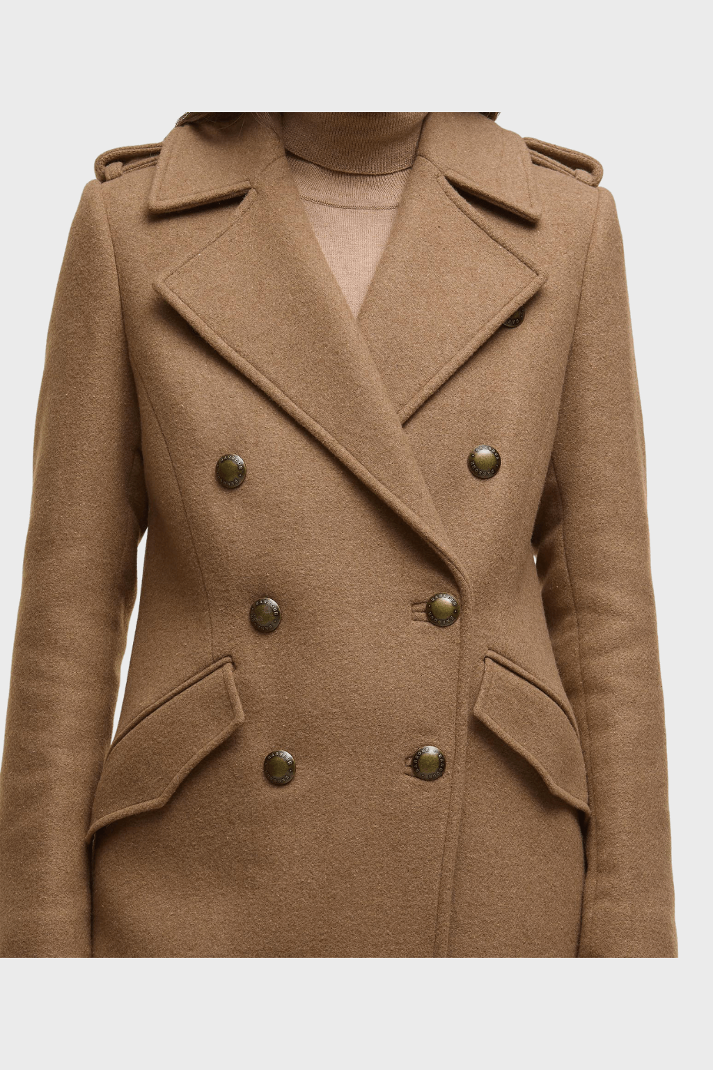 Classic Brown Wool Long Double Breasted Coat