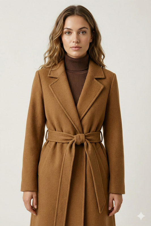 Classic Long Belted Wool Coat