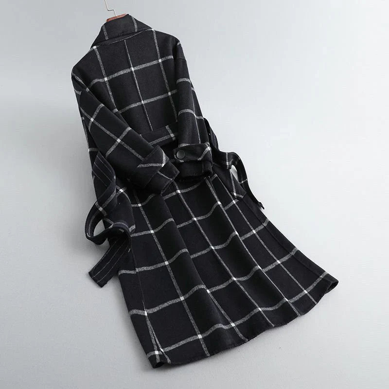 Checked Wool Coat in Scandinavian Style