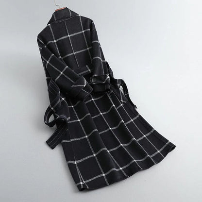 Checked Wool Coat in Scandinavian Style