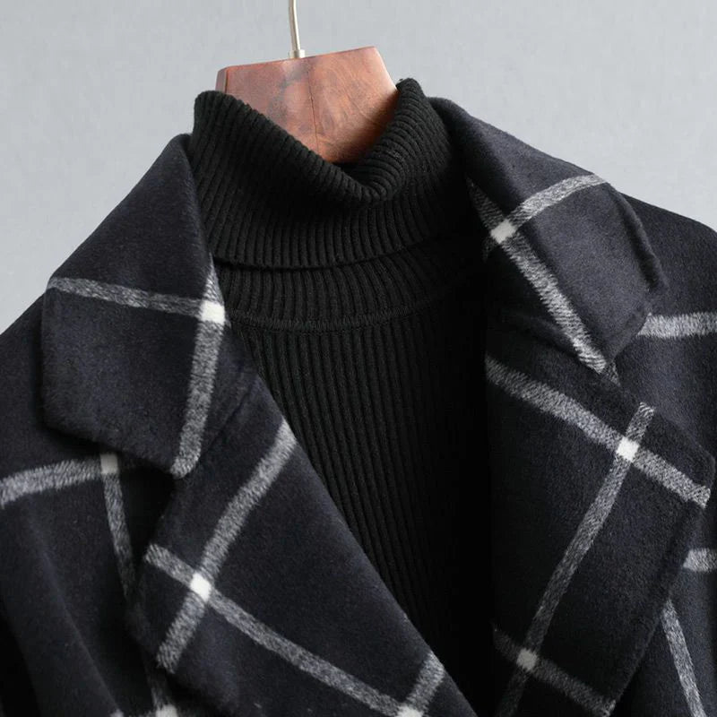 Checked Wool Coat in Scandinavian Style