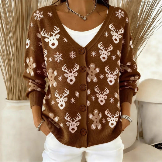 Amelia | Brown Christmas Cardigan