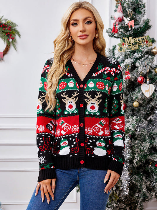 Alice | Knitted Christmas Cardigan – V-Neck & Button Closure