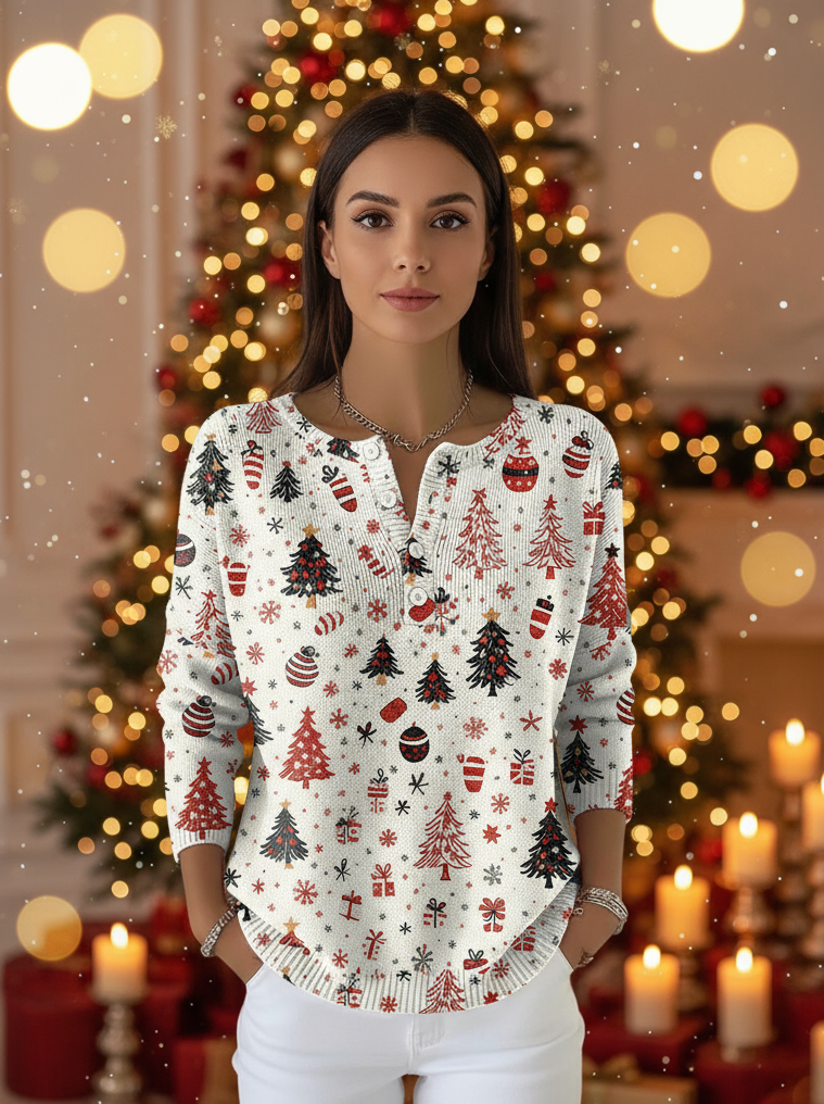 Natalia | Christmas sweater with buttons and feminine charm