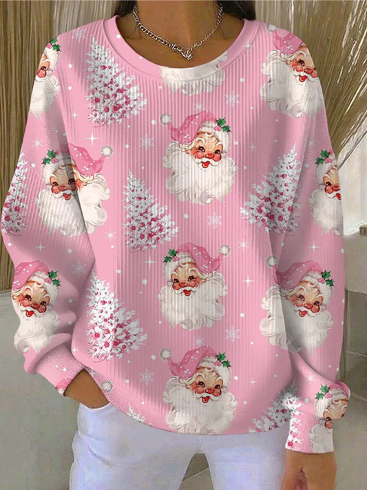 Stephanie | Christmas Sweater with Playful Pink Winter Print