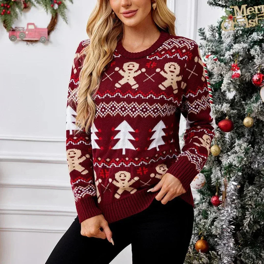 Olive | Winter Christmas Jumper – Knitted, Round Neck