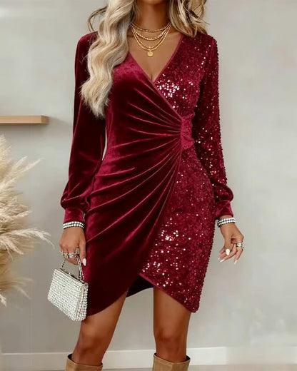 Emilia | Christmas Midi Dress with V-Neck