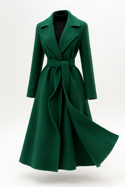 Classic Long Belted Wool Coat