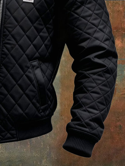 Julien | Black Quilted Jacket with Leather Shoulders