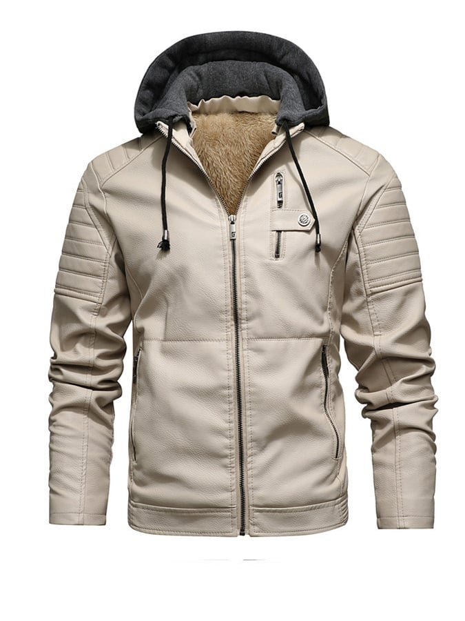 François | Hooded Faux-Leather Zip Jacket with Lined Interior