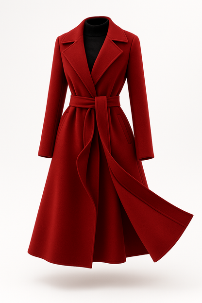 Classic Long Belted Wool Coat