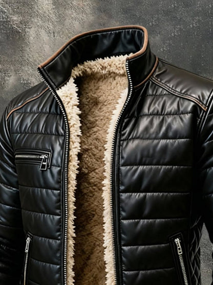 Frederick | Black Quilted Jacket with Sherpa Lining