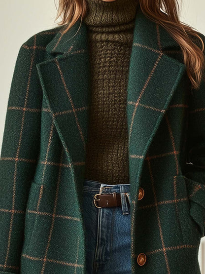 Checked Wool Coat in Scandinavian Style