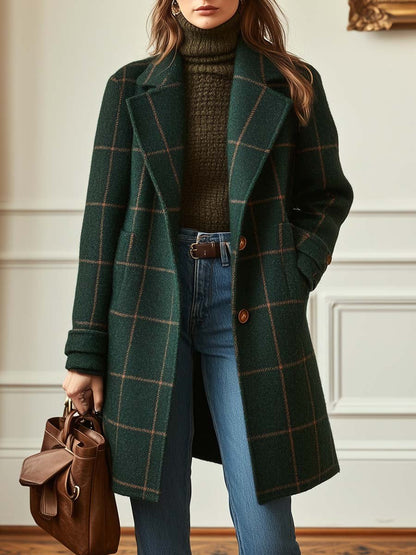 Checked Wool Coat in Scandinavian Style