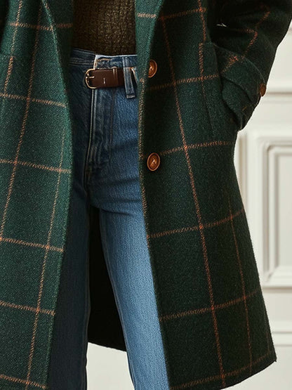 Checked Wool Coat in Scandinavian Style